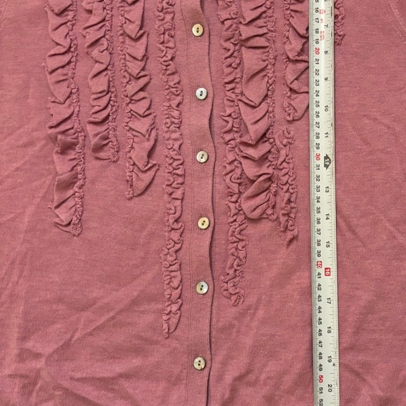 Banana Republic Dusty Pink Silk Blend Cardigan with Ruffles Size Large - Picture 8 of 8